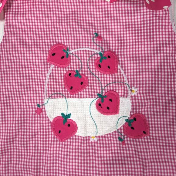 The Bailey Boys Top Girls Sz 2T Pink Gingham Strawberry Summer Boutique Classic - Picture 2 of 5